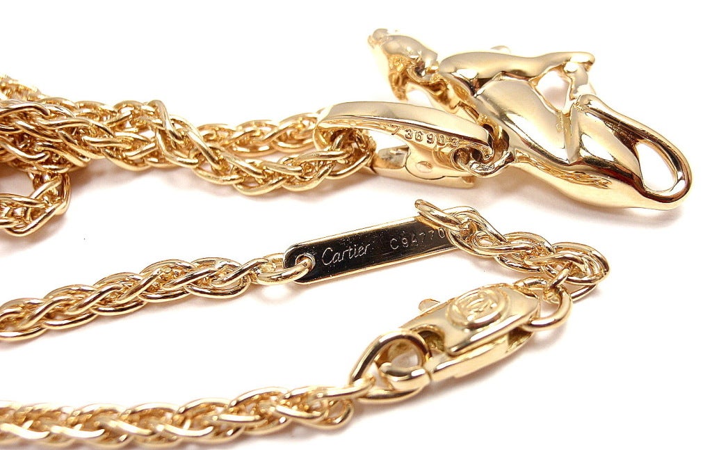 CARTIER Panther Pendant Link Yellow Gold Necklace 4