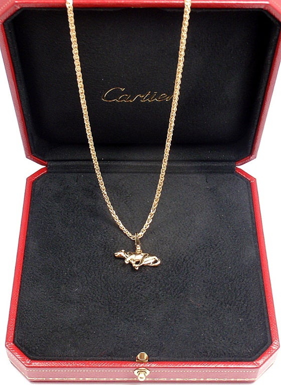 CARTIER Panther Pendant Link Yellow Gold Necklace 6