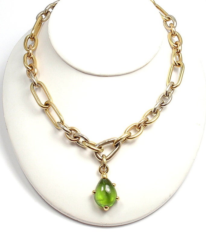 POMELLATO Green Tourmaline TriColor Gold Link Necklace at 1stdibs