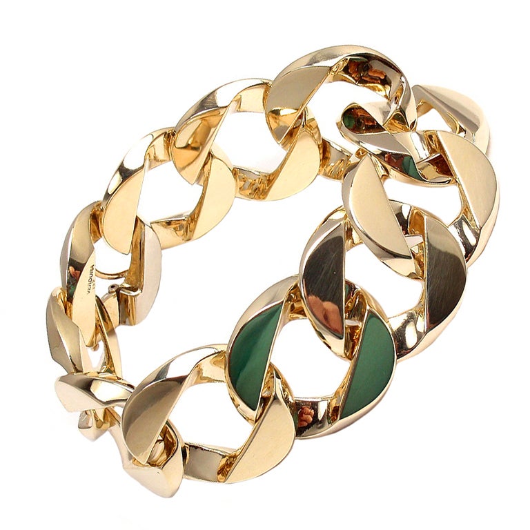 VERDURA Extra Large Heavy Curb-Link Yellow Gold Bracelet