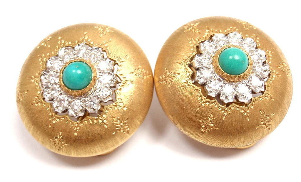 Women's FREDERICO BUCCELLATI Diamond Turquoise Yellow Gold Earrings