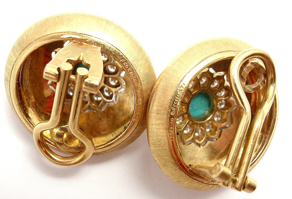FREDERICO BUCCELLATI Diamond Turquoise Yellow Gold Earrings 3