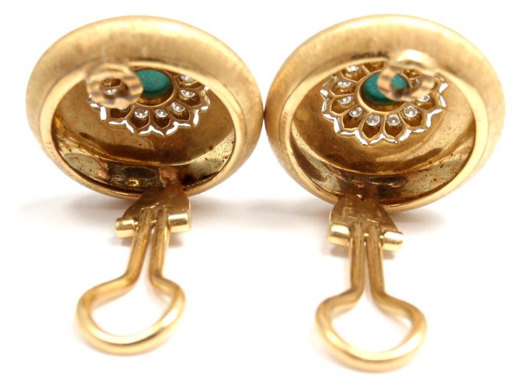FREDERICO BUCCELLATI Diamond Turquoise Yellow Gold Earrings 4
