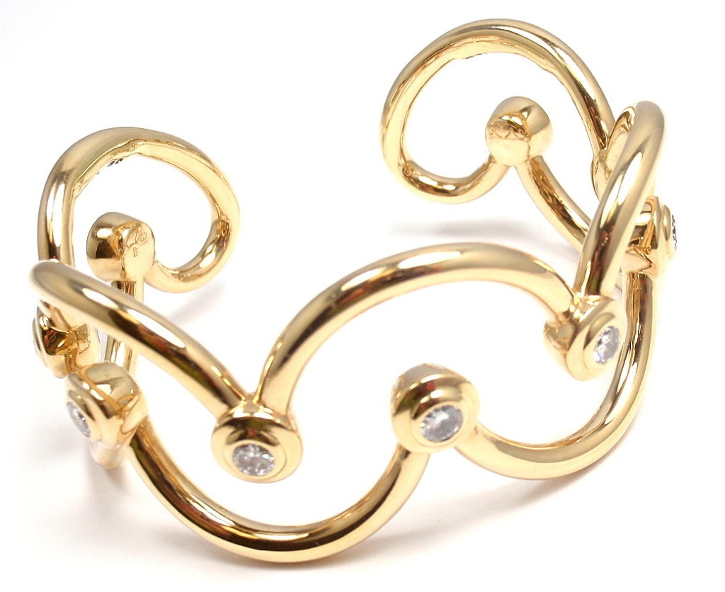 CHANEL Diamond Yellow Gold Cuff Bracelet 6