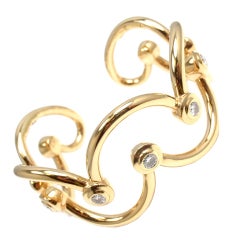 CHANEL Diamond Yellow Gold Cuff Bracelet