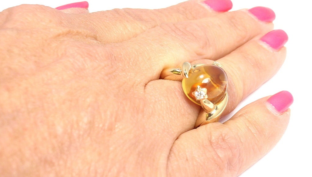 CHANEL Citrine Diamond Yellow Gold Ring 7
