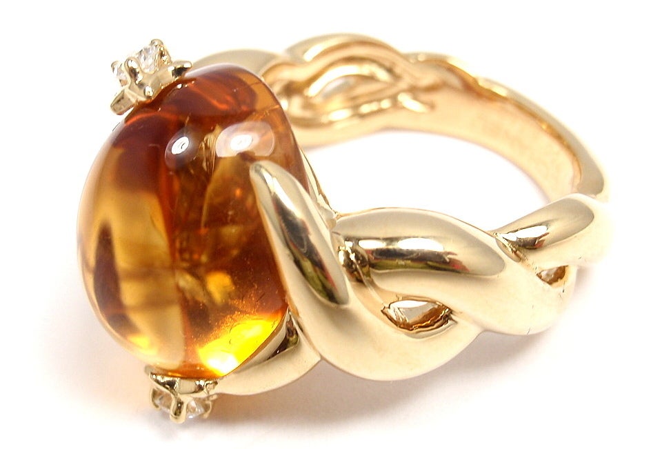 CHANEL Citrine Diamond Yellow Gold Ring 3