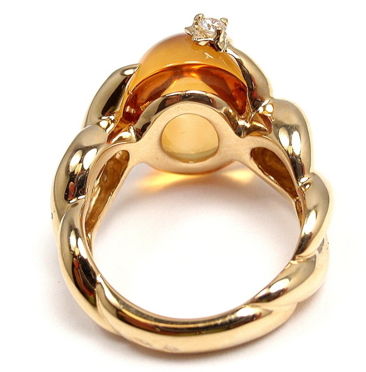 CHANEL Citrine Diamond Yellow Gold Ring 5