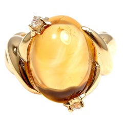 CHANEL Citrine Diamond Yellow Gold Ring