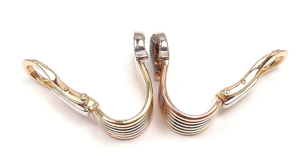 CARTIER Double C Diamond Tri-Color Gold Earrings 4
