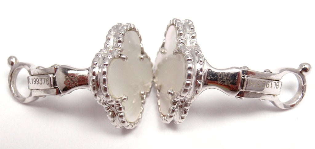 VAN CLEEF & ARPELS Vintage Alhambra White Gold Earring 2