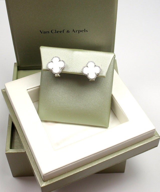 VAN CLEEF & ARPELS Vintage Alhambra White Gold Earring 3