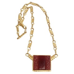 ALDO CIPULLO Carved Carnelian Yellow Gold Link Necklace
