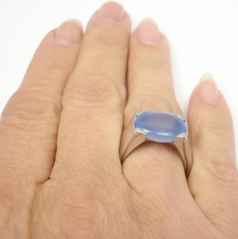 CARTIER Large Chalcedony White Gold Ring 2