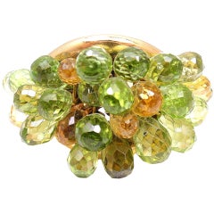 NICHOLAS VARNEY Peridot Citrine Briolette Cluster Gold Ring