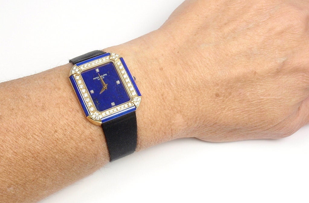 PATEK PHILIPPE Yellow Gold, Lapis Lazuli and Diamond Wristwatch Ref 4323 6