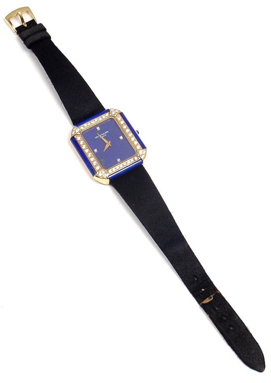 PATEK PHILIPPE Yellow Gold, Lapis Lazuli and Diamond Wristwatch Ref 4323 3