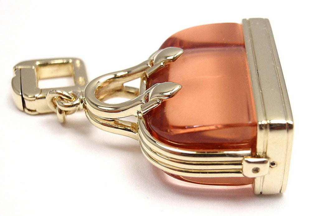 Louis Vuitton Pink Tourmaline 18k Yellow Gold Alma Bag Charm Pendant For  Sale at 1stDibs