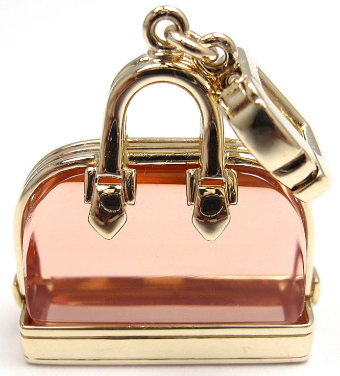 Louis Vuitton Pink Tourmaline 18k Yellow Gold Alma Bag Charm Pendant For  Sale at 1stDibs