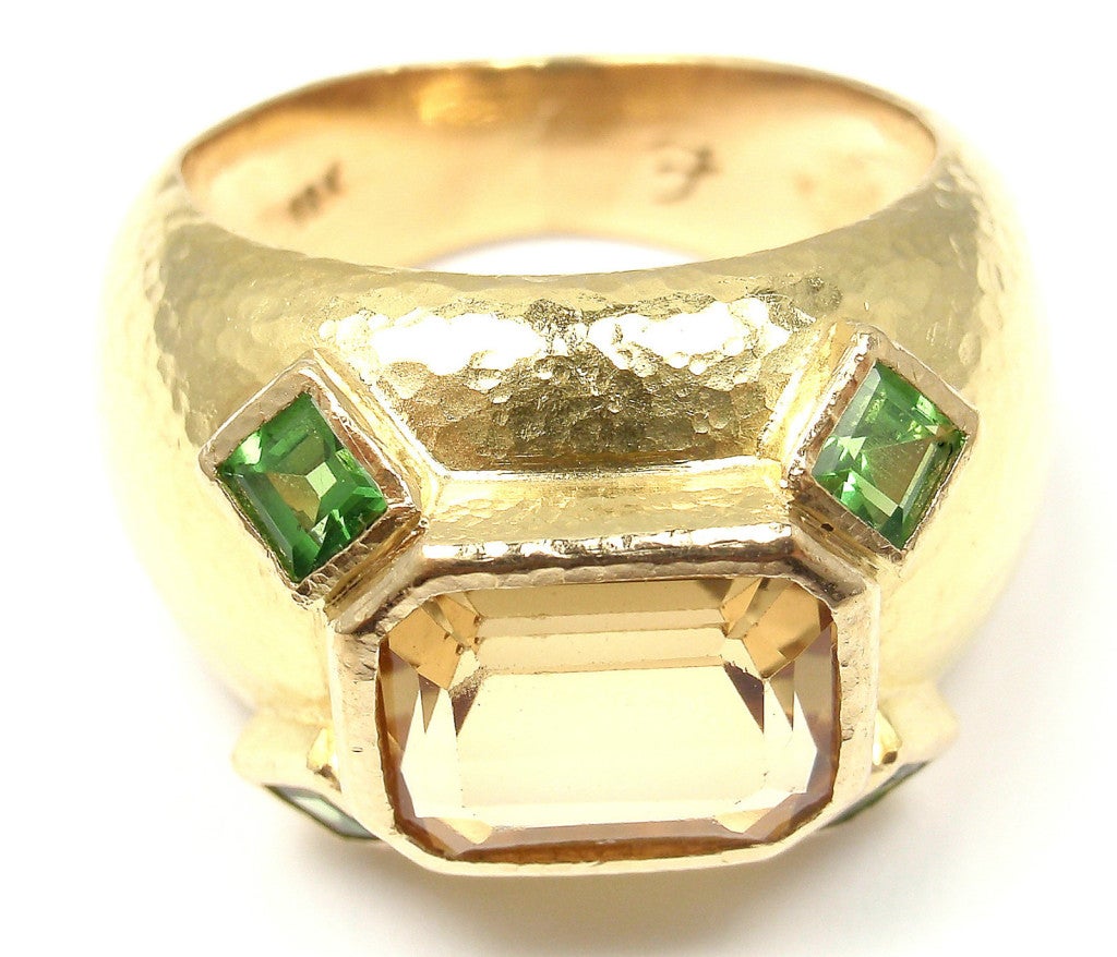 ELIZABETH LOCKE Yellow Sapphire & Tsavorite Garnet Gold Ring In New Condition In Holland, PA
