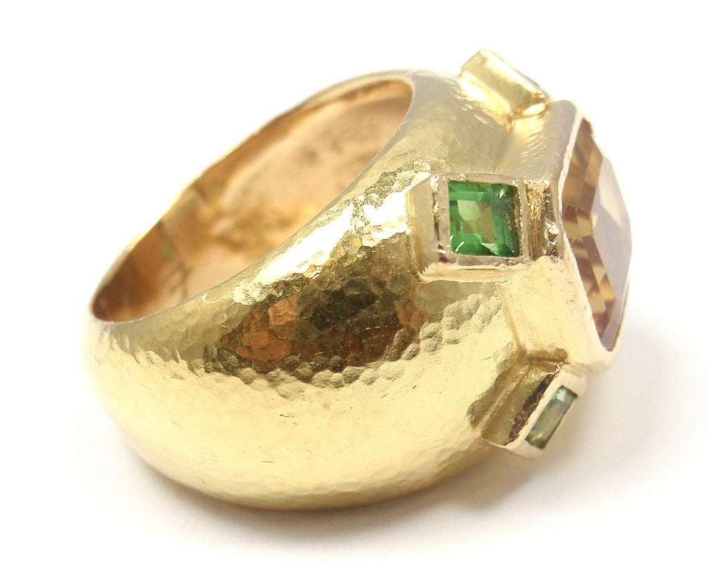 ELIZABETH LOCKE Yellow Sapphire & Tsavorite Garnet Gold Ring 1