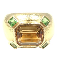 ELIZABETH LOCKE Yellow Sapphire & Tsavorite Garnet Gold Ring