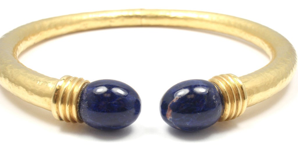 22k Yellow Gold Sodalite Choker Necklace by Ilias Lalaounis. 

Details: 
Weight: 106 grams
Length: 16