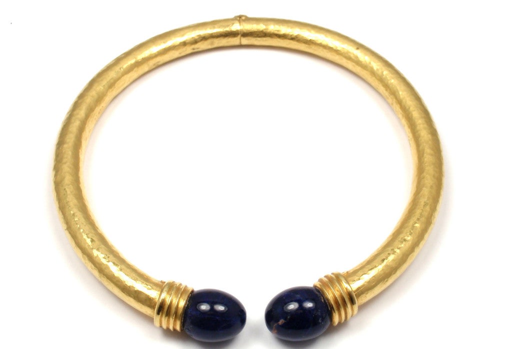 ILIAS LALAOUNIS Sodalite Choker Yellow Gold Necklace In New Condition In Southampton, PA