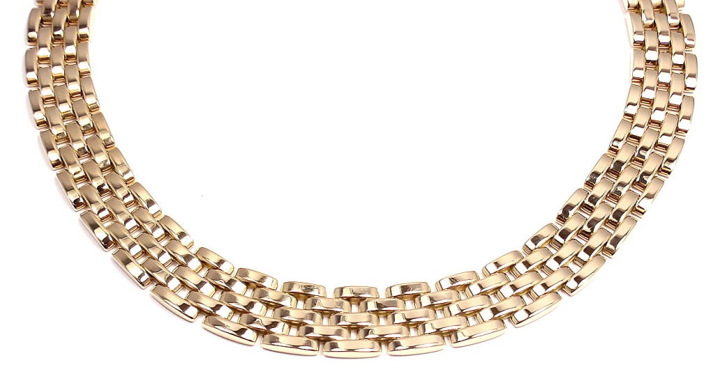 18k Yellow Gold Five-Row Maillion Panthere Necklace by Cartier. This stunning necklace comes with an original Cartier box. 

Details: 
Weight: 138.8 grams
Length: 16