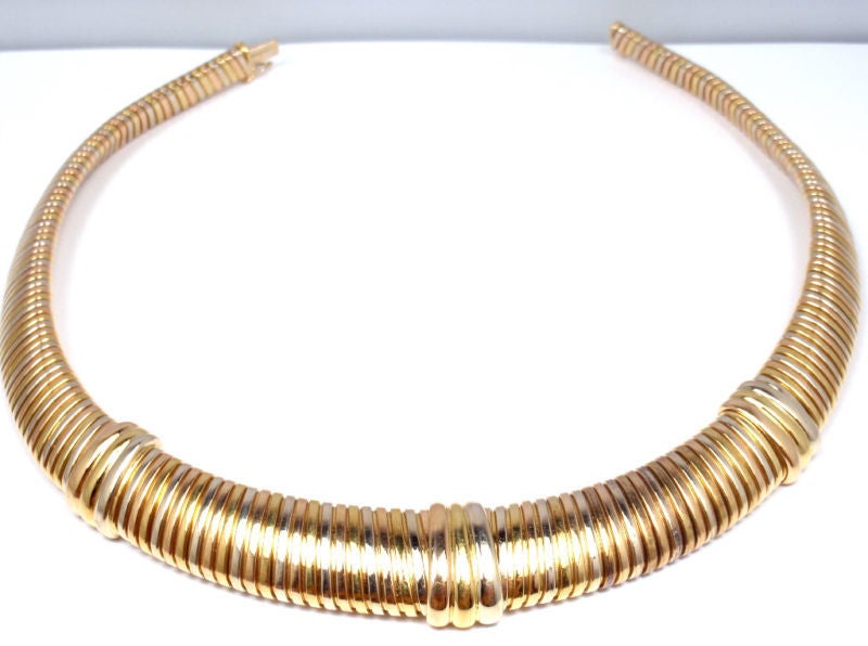 CARTIER Tubogas Tri-Colored Gold Necklace 4