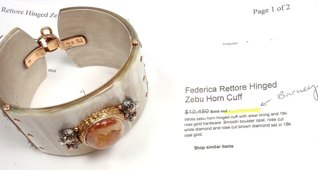 FEDERICA RETTORE Zebu Horn Diamond Opal Rose Gold Bracelet 7