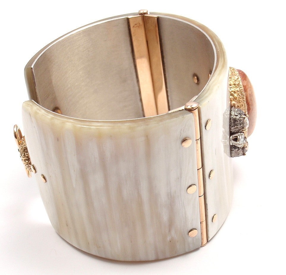FEDERICA RETTORE Zebu Horn Diamond Opal Rose Gold Bracelet 1