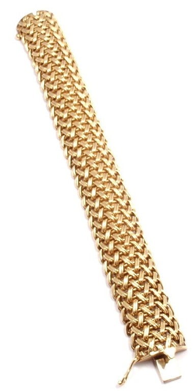 TIFFANY & CO Wide Woven Braided Yellow Gold Bracelet 5