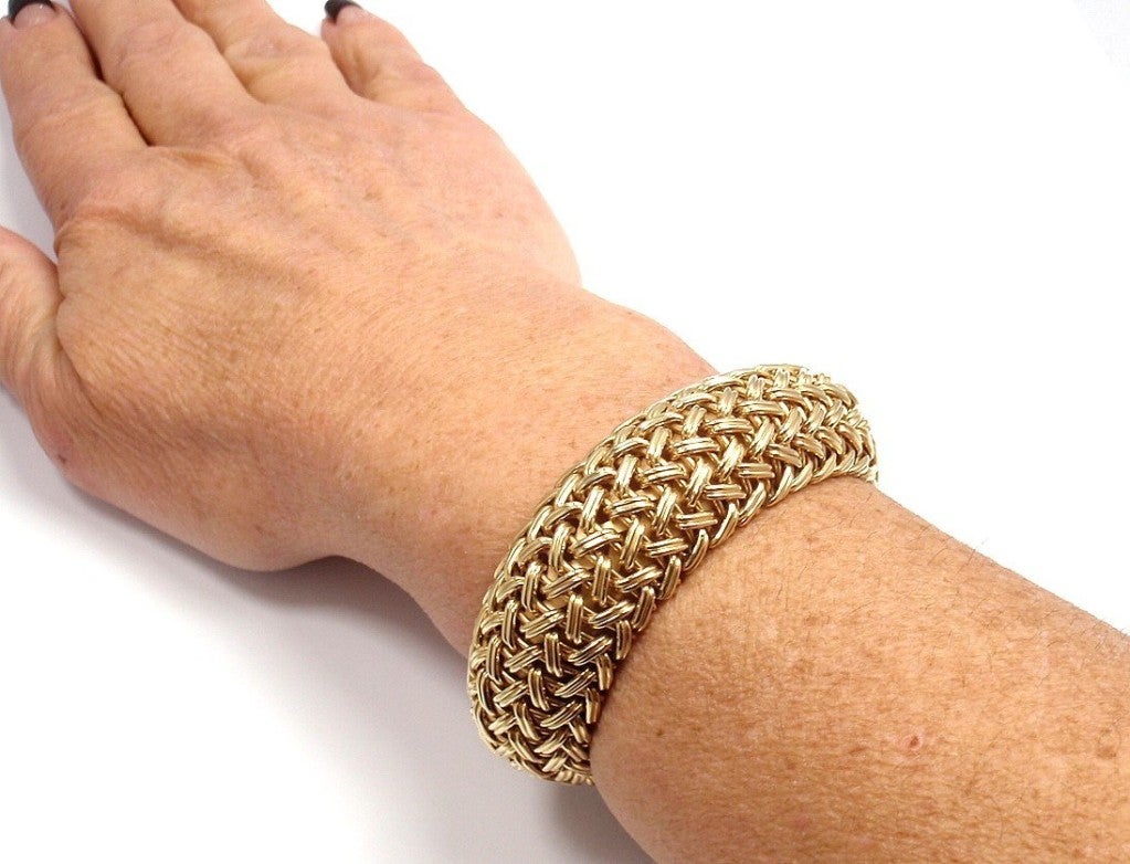 TIFFANY & CO Wide Woven Braided Yellow Gold Bracelet 3