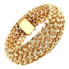 TIFFANY & CO Wide Woven Braided Yellow Gold Bracelet