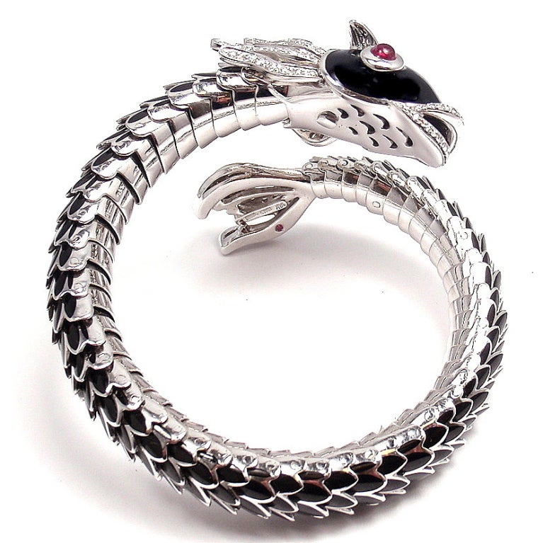 ROBERTO COIN Nemo Diamond & Ruby Enamel White Gold Bracelet