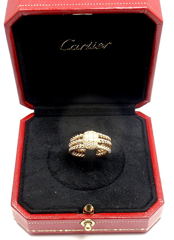CARTIER Tri-Color Gold Diamond Three Rope Bands Ring 3