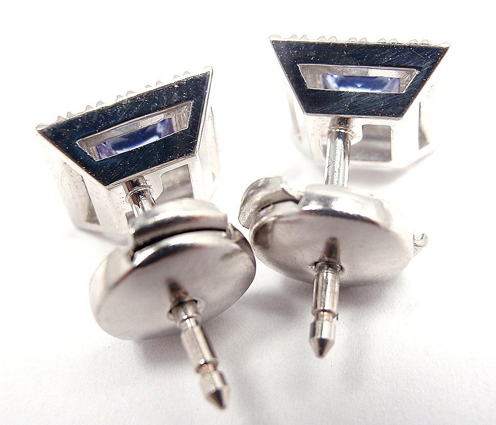 TIFFANY & CO Diamonds Tanzanites Stud  Platinum Earrings 3