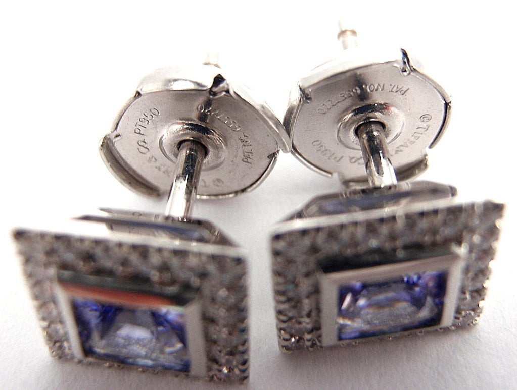 TIFFANY & CO Diamonds Tanzanites Stud  Platinum Earrings 6