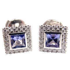 TIFFANY & CO Diamonds Tanzanites Stud  Platinum Earrings