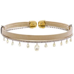 AARON BASHA diamond satin yellow gold collar necklace