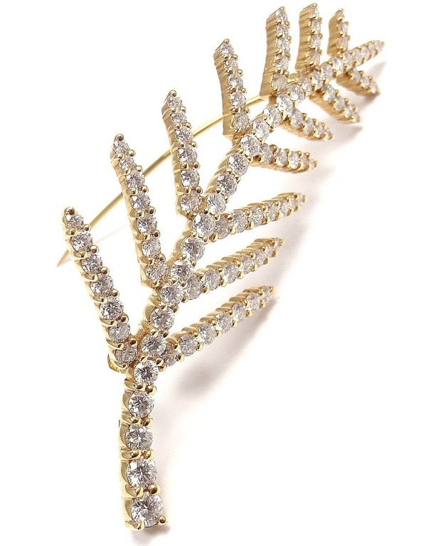 Tiffany & Co. Diamond Yellow Gold Feather Pin Brooch 3