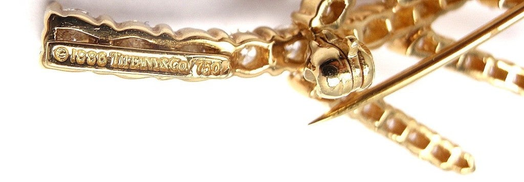 Tiffany & Co. Diamond Yellow Gold Feather Pin Brooch 5