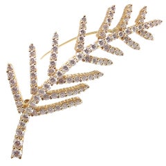 Tiffany & Co. Diamond Yellow Gold Feather Pin Brooch 2