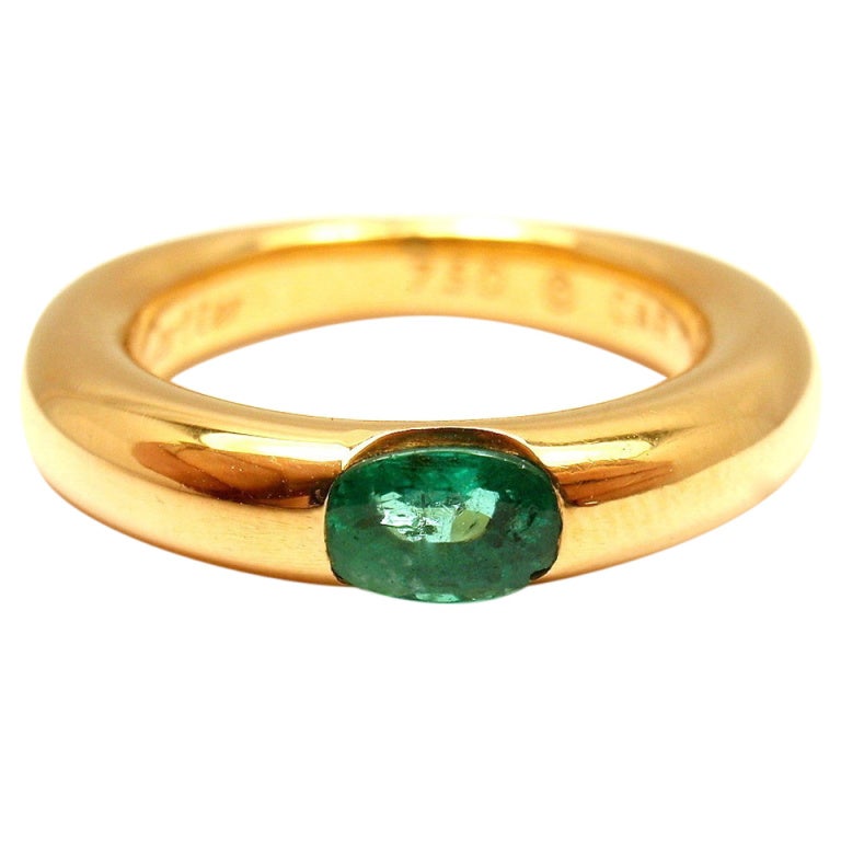 CARTIER Elipse Smaragd-Gelbgold-Ring mit Smaragd