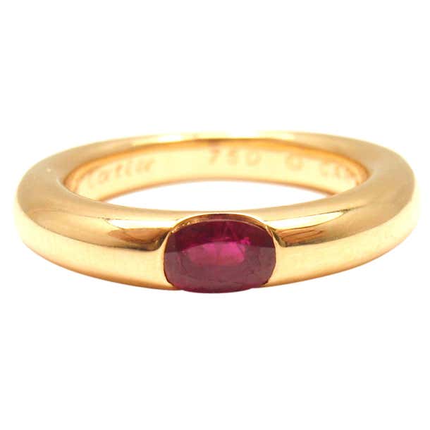 CARTIER Elipse Ruby Yellow Gold Band Ring at 1stDibs