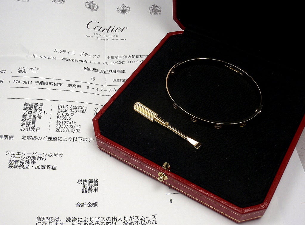 CARTIER Love Yellow Gold Bangle Size 19 1