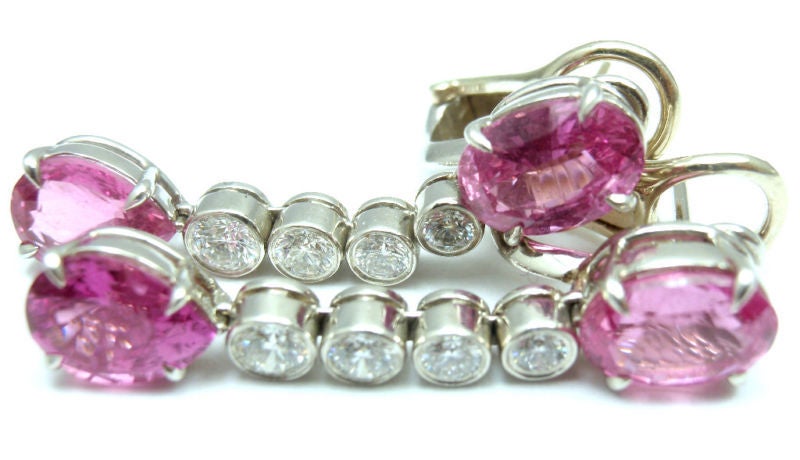 Women's BULGARI Pink Sapphire Diamond Platinum Earrings