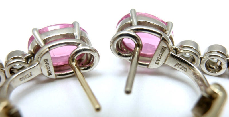 BULGARI Pink Sapphire Diamond Platinum Earrings 2