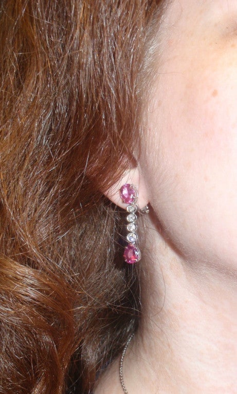 BULGARI Pink Sapphire Diamond Platinum Earrings 4